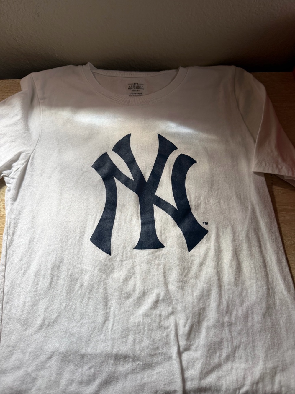 Genuine Merchandise White Tee with Navy NY Logo